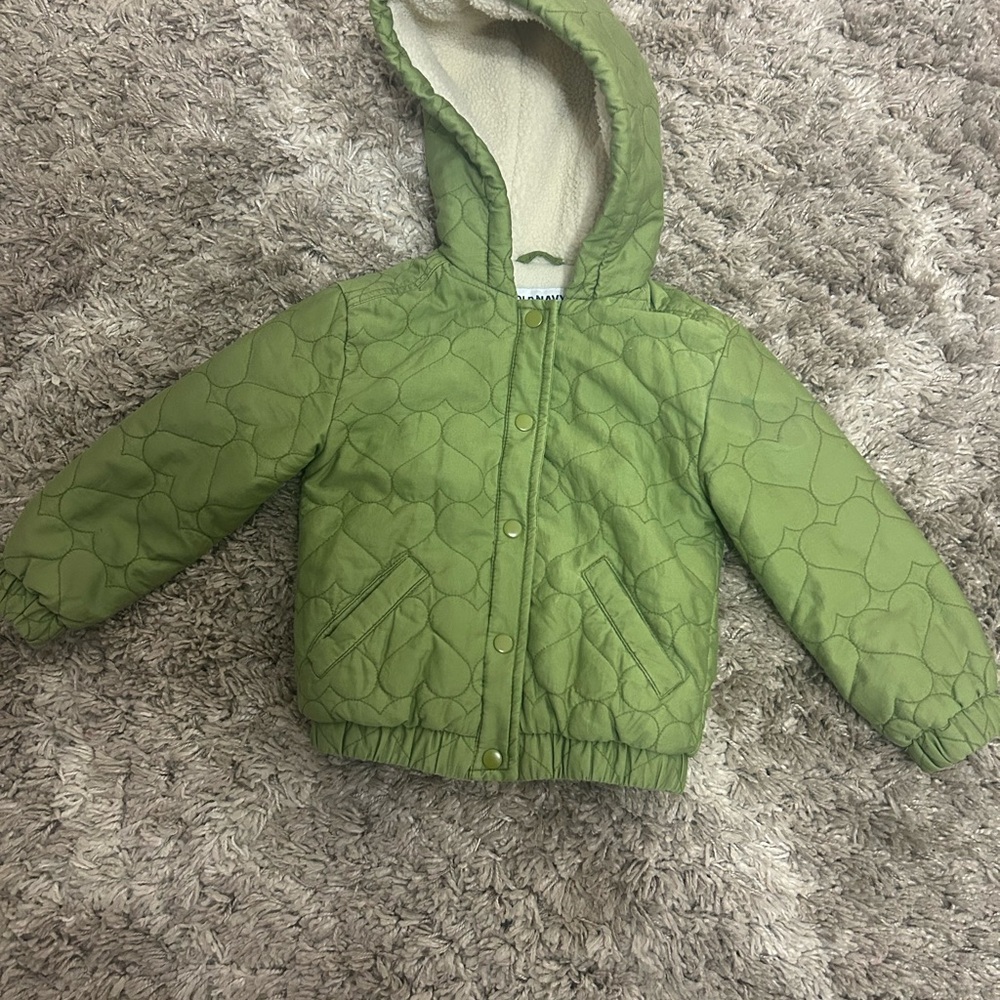 Old Navy Light Green Quilted Hooded Jacket for Kids
